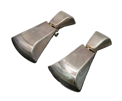 925 Sterling Silver  Vintage Dark Tone Smooth Hinge Dangle Earrings  EG9058