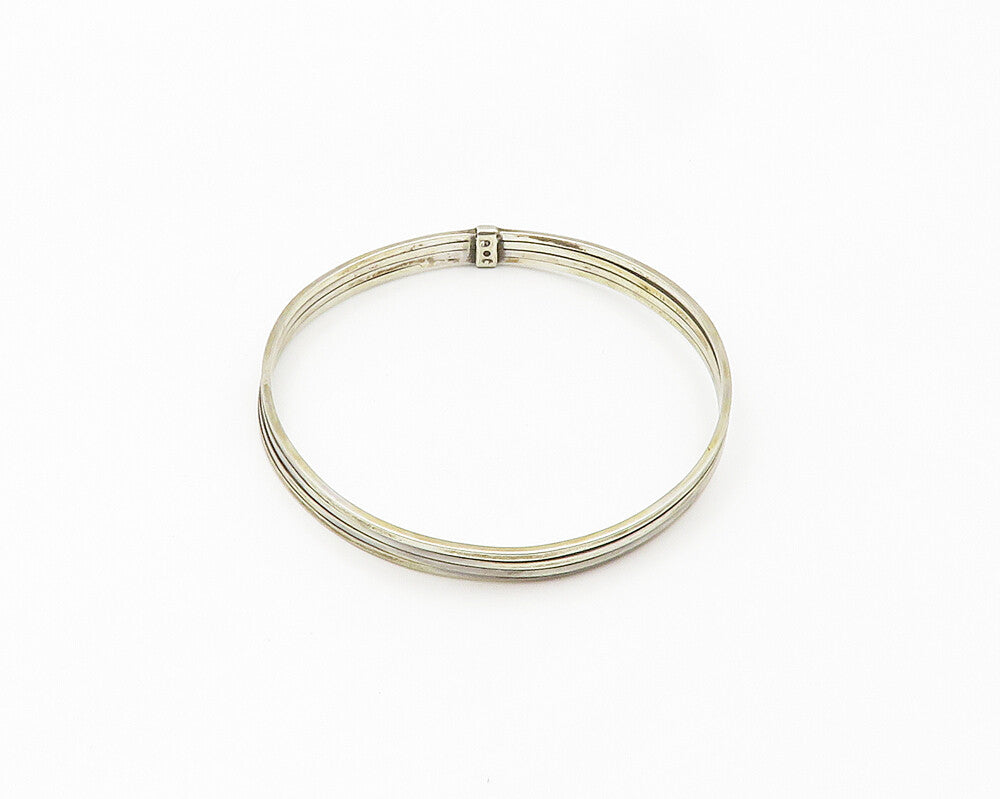 POLAND 925 Sterling Silver  Vintage Minimalist Stacked Bangle Bracelet  BT7662