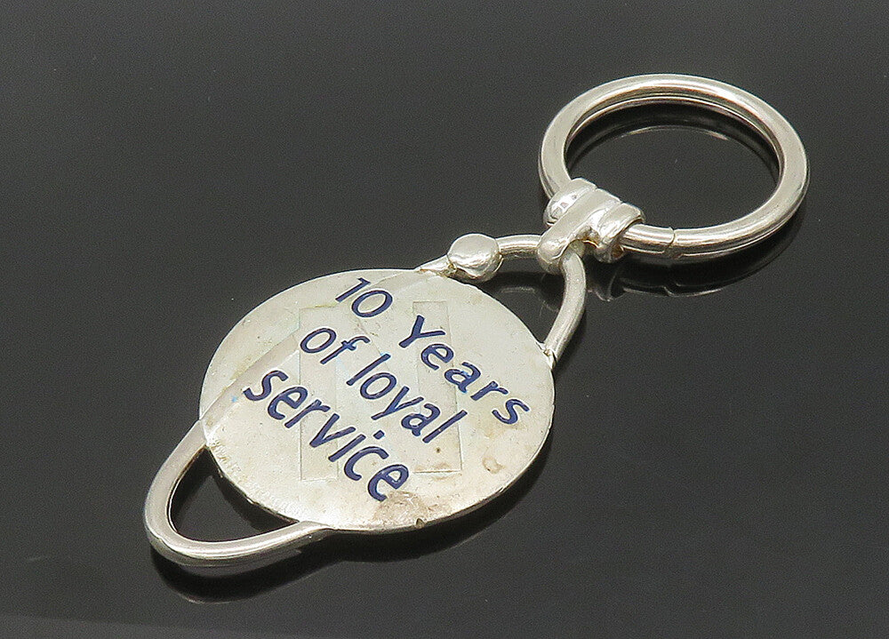 925 Sterling Silver  Vintage Enamel N Initial Round Heavy Key Chain  TR2940