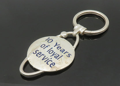 925 Sterling Silver  Vintage Enamel N Initial Round Heavy Key Chain  TR2940