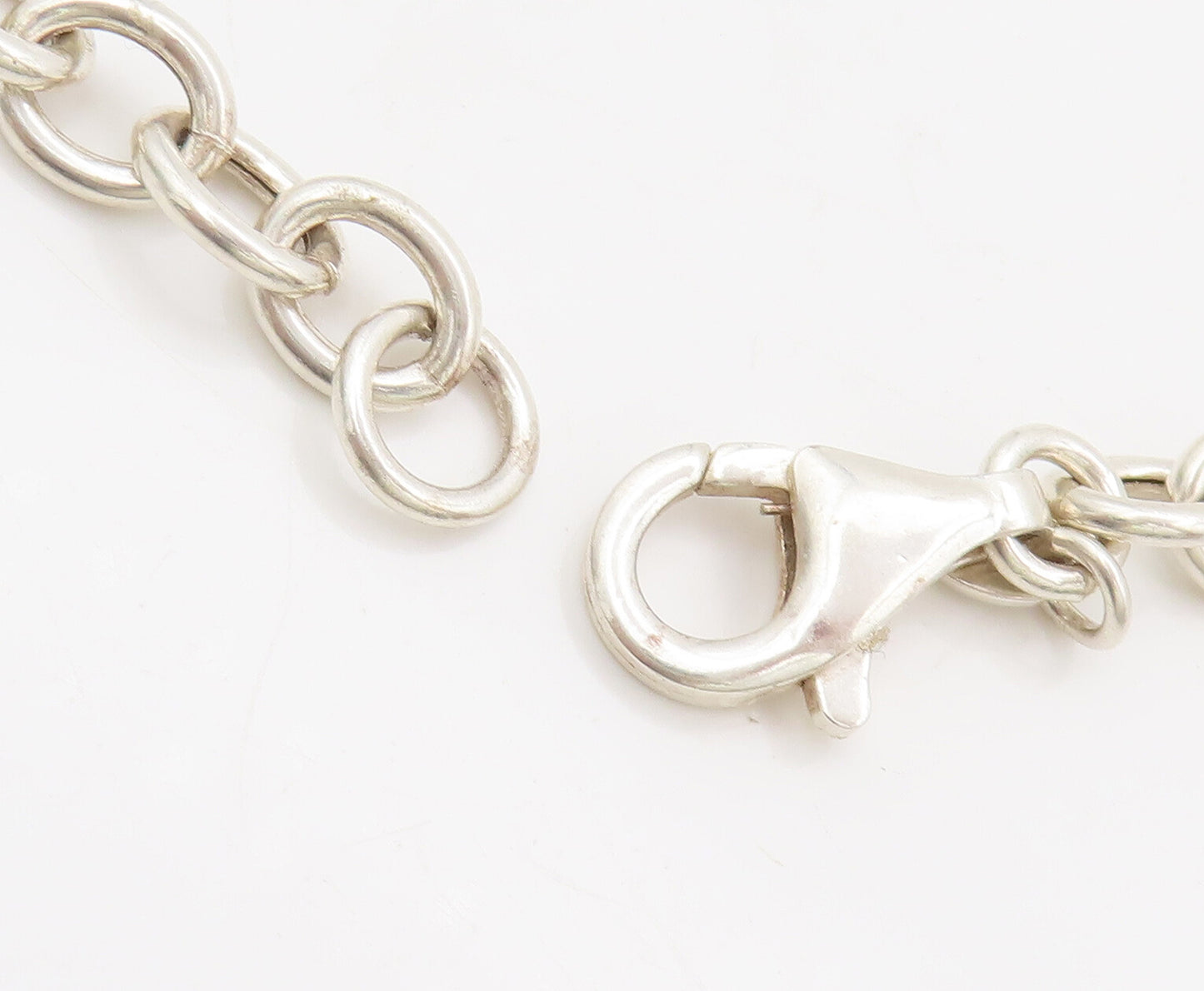 ITAOR 925 Sterling Silver  Vintage Beaded & Solid Ring Link Necklace  NE4201