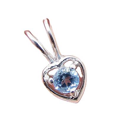 925 Sterling Silver  Blue Topaz Love Heart Slider Pendant  PT1169