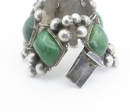 MEXICO 925 Silver  Vintage Antique Large Gemstone Bubble Chain Bracelet  BT3407