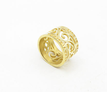 925 Sterling Silver   Shiny Gold Plated Open Swirl Band Ring Sz 10.5  RG9164
