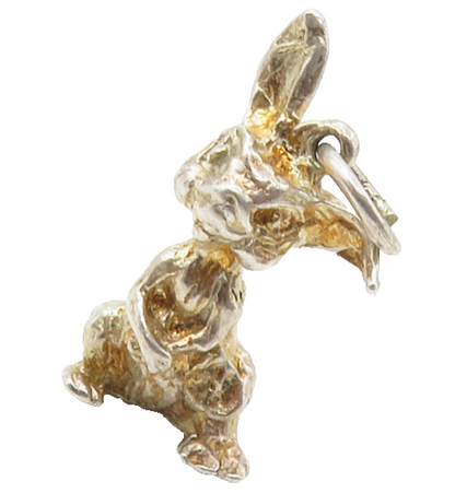 925 Sterling Silver  Vintage Shiny Petite Bunny Rabbit Motif Pendant  PT11233