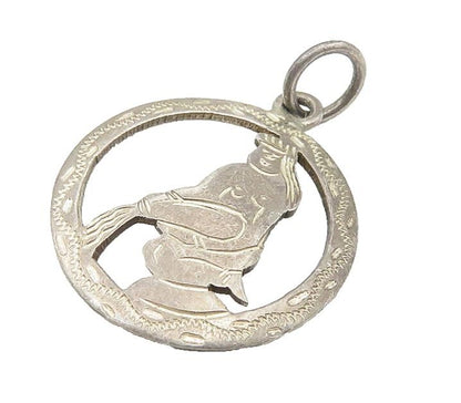 925 Sterling Silver  Vintage Dark Tone Woman Pouring Water Pendant  PT8755