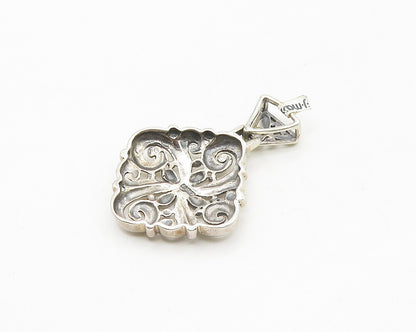 925 Sterling Silver  Vintage Shiny Polished Floral Design Pendant  PT13838