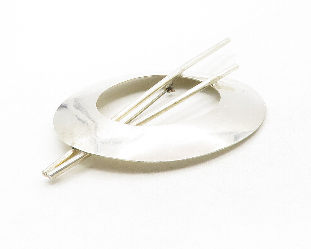 MEXICO 925 Sterling Silver  Vintage Modernist Design Shiny Brooch Pin  BP4802