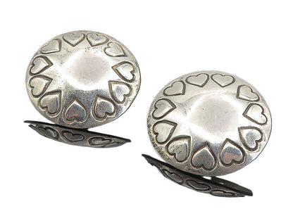 MEXICO 925 Sterling Silver   Vintage Love Heart Pattern Drop Earrings EG4412