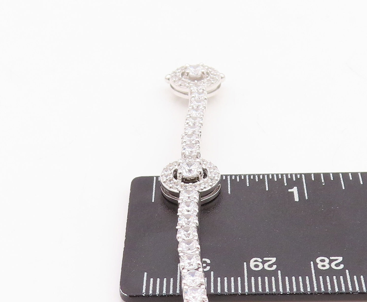 925 Sterling Silver Vintage Bracelet Minimalist CZ Halo Ring Band  BT10757