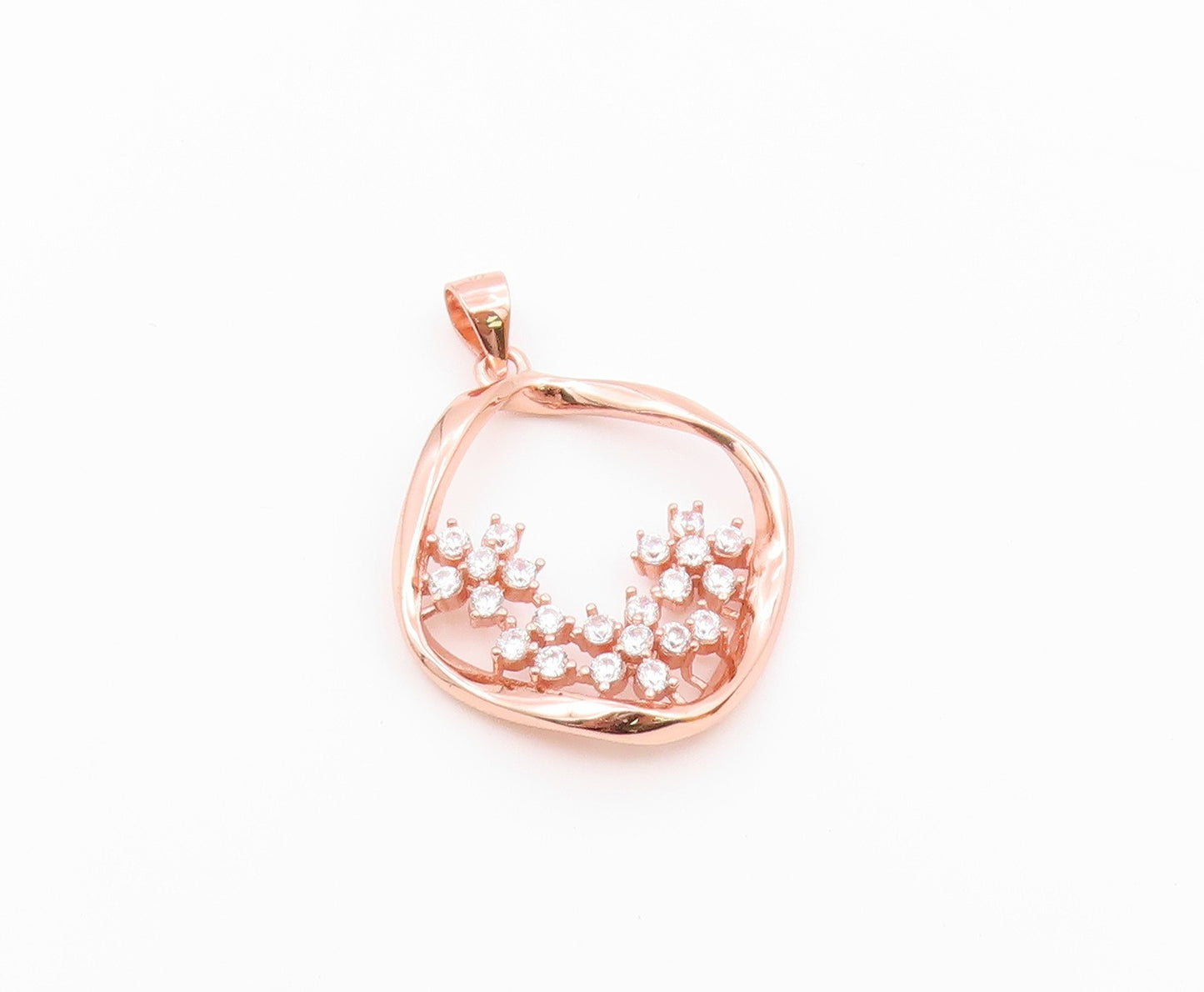 925 Sterling Silver  Vintage Topaz Cluster Rose Gold Plated Pendant  PT20309