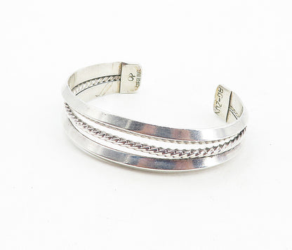 OP ZUNI 925 Sterling Silver  Vintage Shiny Open Twist Cuff Bracelet  BT3863