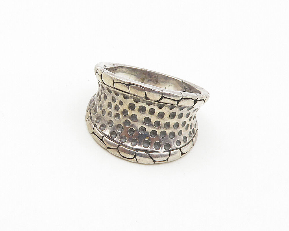 925 Sterling Silver  Vintage Dotted Pattern Concave Band Ring Sz 6.5  RG18280