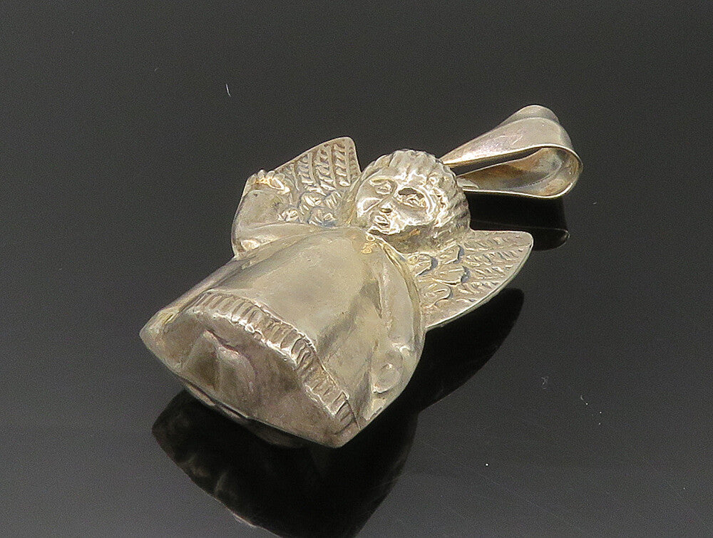 925 Sterling Silver  Vintage Shiny Hollow Angel Motif Pendant  PT19900