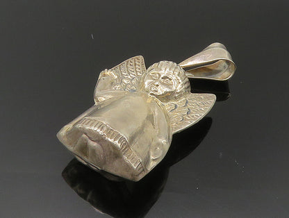 925 Sterling Silver  Vintage Shiny Hollow Angel Motif Pendant  PT19900