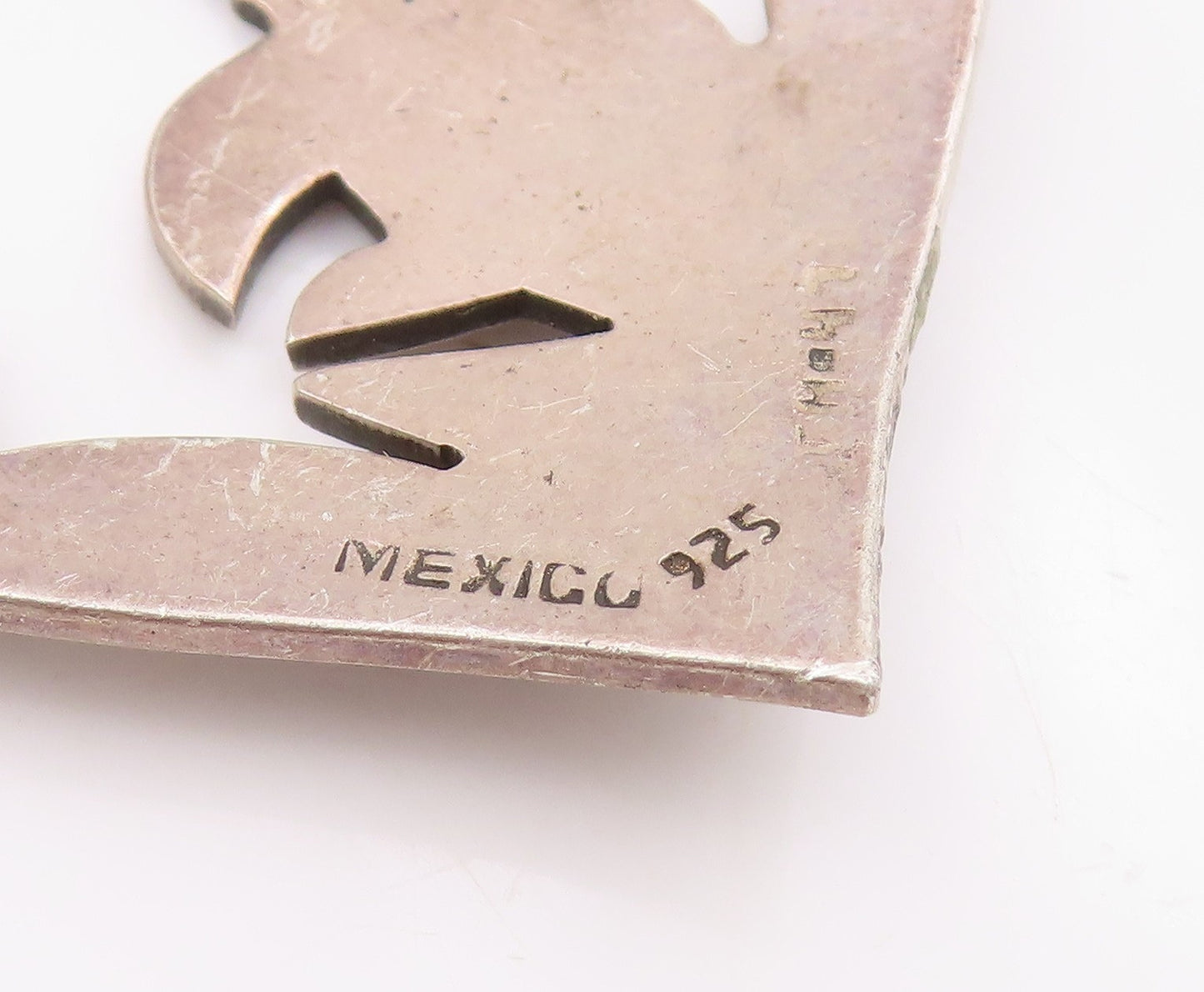 925 Sterling Silver Vintage Brooch MEXICO Cutout Couple In Love Heart  BP12134