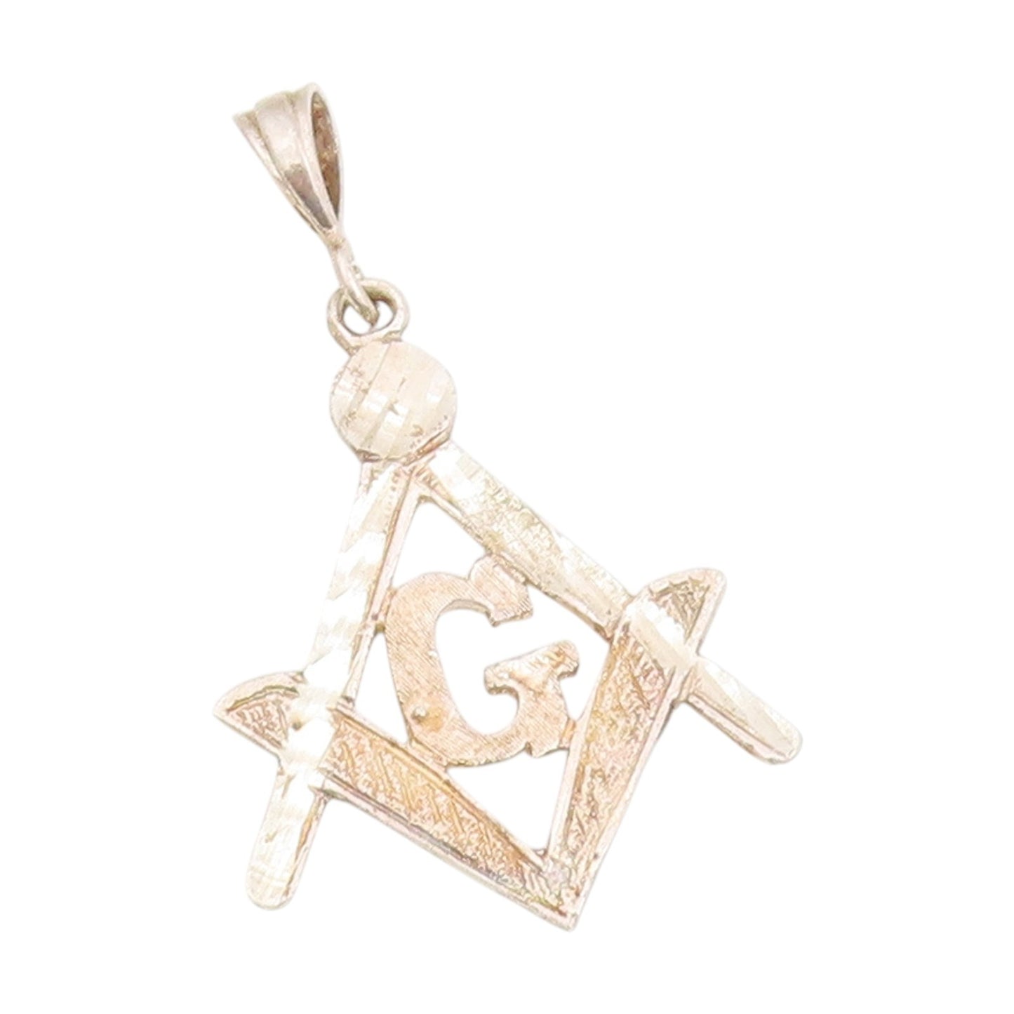 925 Sterling Silver Vintage Pendant FREEMASON Masonic G Square Symbol  PT25152