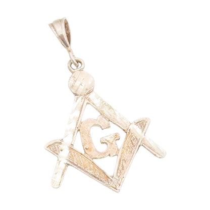 925 Sterling Silver Vintage Pendant FREEMASON Masonic G Square Symbol  PT25152