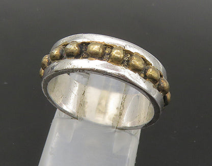 925 Sterling Silver  Vintage Two Tone Spiked Design Band Ring Sz 7  RG22500