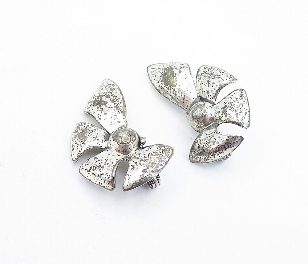 MONET 925 Sterling Silver  Vintage Modernist Floral Drop Earrings  EG2901
