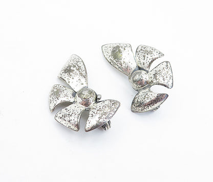 MONET 925 Sterling Silver  Vintage Modernist Floral Drop Earrings  EG2901