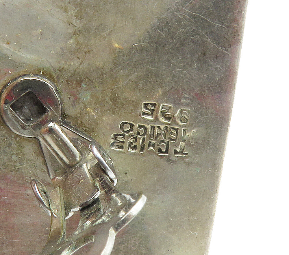 MEXICO 925 Silver  Vintage Modernist Square Non Pierce Drop Earrings  EG7780