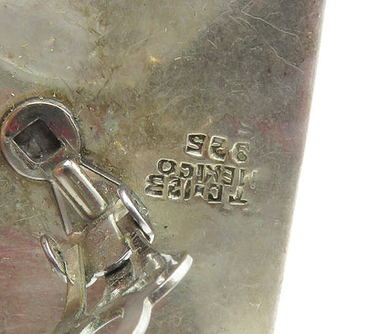 MEXICO 925 Silver  Vintage Modernist Square Non Pierce Drop Earrings  EG7780