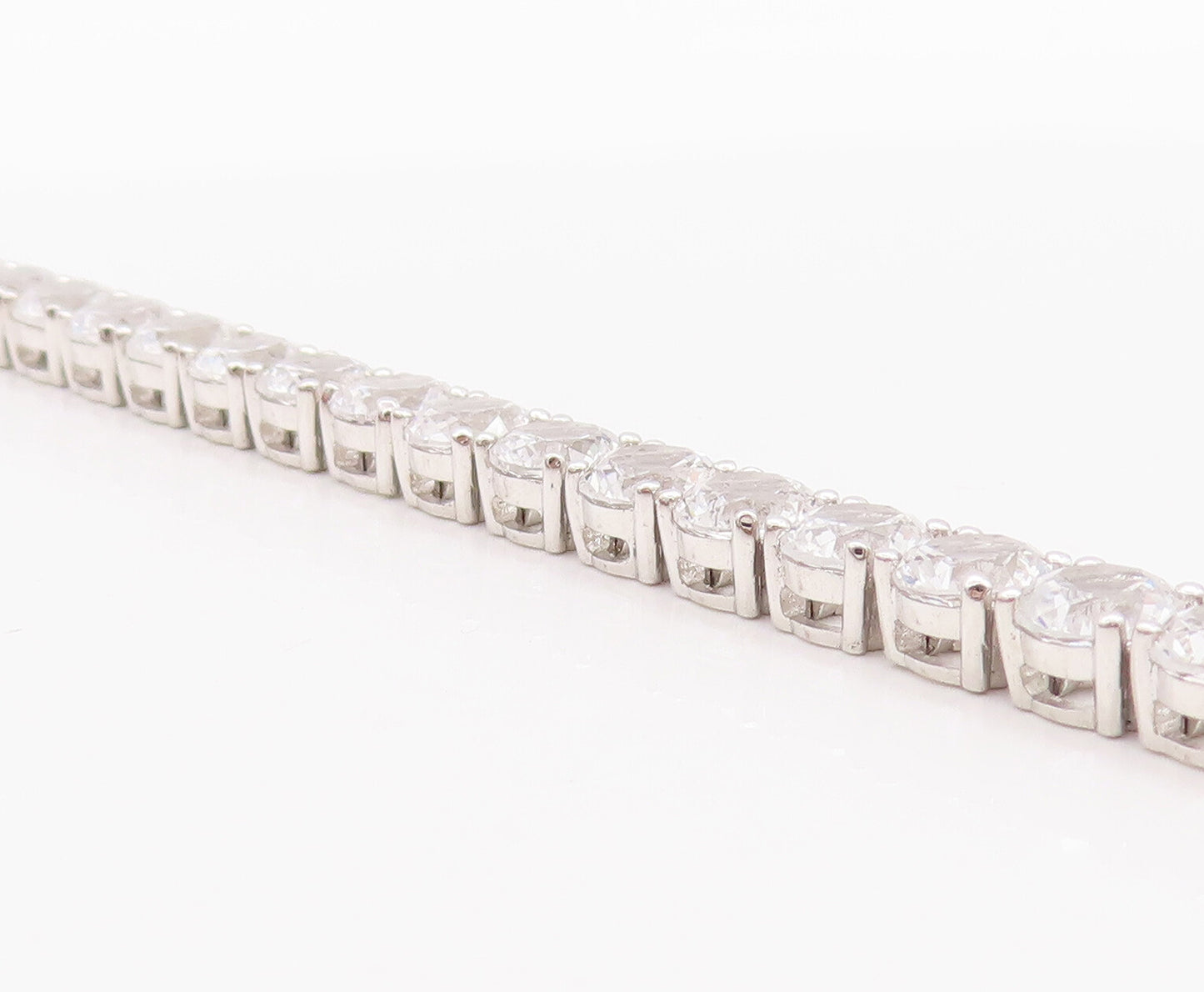 925 Sterling Silver Vintage Bracelet Round Cut Link CZ Tennis Bracelet  BT10313