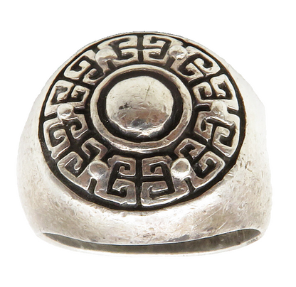 925 Sterling Silver  Vintage Antique Swirl Dome Band Ring Sz 7.5  RG12280