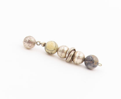 925 Sterling Silver Vintage Earrings Modernist Jasper Beaded Dangle  EG14438