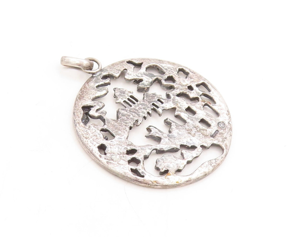 925 Sterling Silver Vintage Pendant NAPIER Dark Tone Village Landscape  PT23841