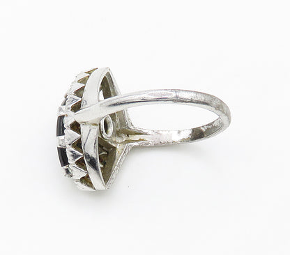 CLARK & COOMBS 925 Silver  Vintage Black Onyx & Topaz Band Ring Sz 6  RG16113