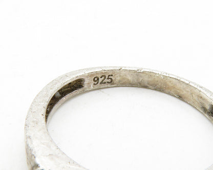 925 Sterling Silver  Vintage Petite Topaz Arrow Pattern Band Ring Sz 6 RG13723