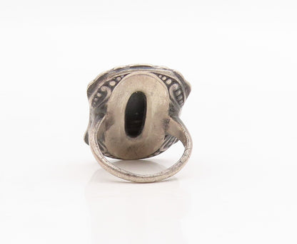 925 Sterling Silver Vintage Ring Dark Tone Victorian Hematite  Sz 3.5  RG31718