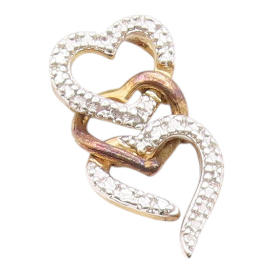 ROSS SIMON 925 Silver  Genuine Diamond Triple Love Hearts Pendant  PT9220