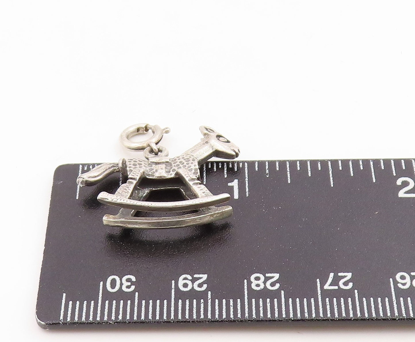 925 Sterling Silver Vintage Pendant Miniature Baby Rocking Horse Charm  PT25924