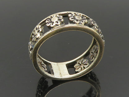 925 Silver  Vintage Etched Floral Cutout Eternity Band Ring Sz 7  RG24480