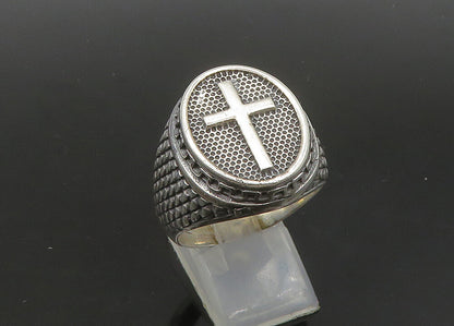 925 Sterling Silver  Vintage Large Religious Cross Band Ring Sz 12.5  RG23534