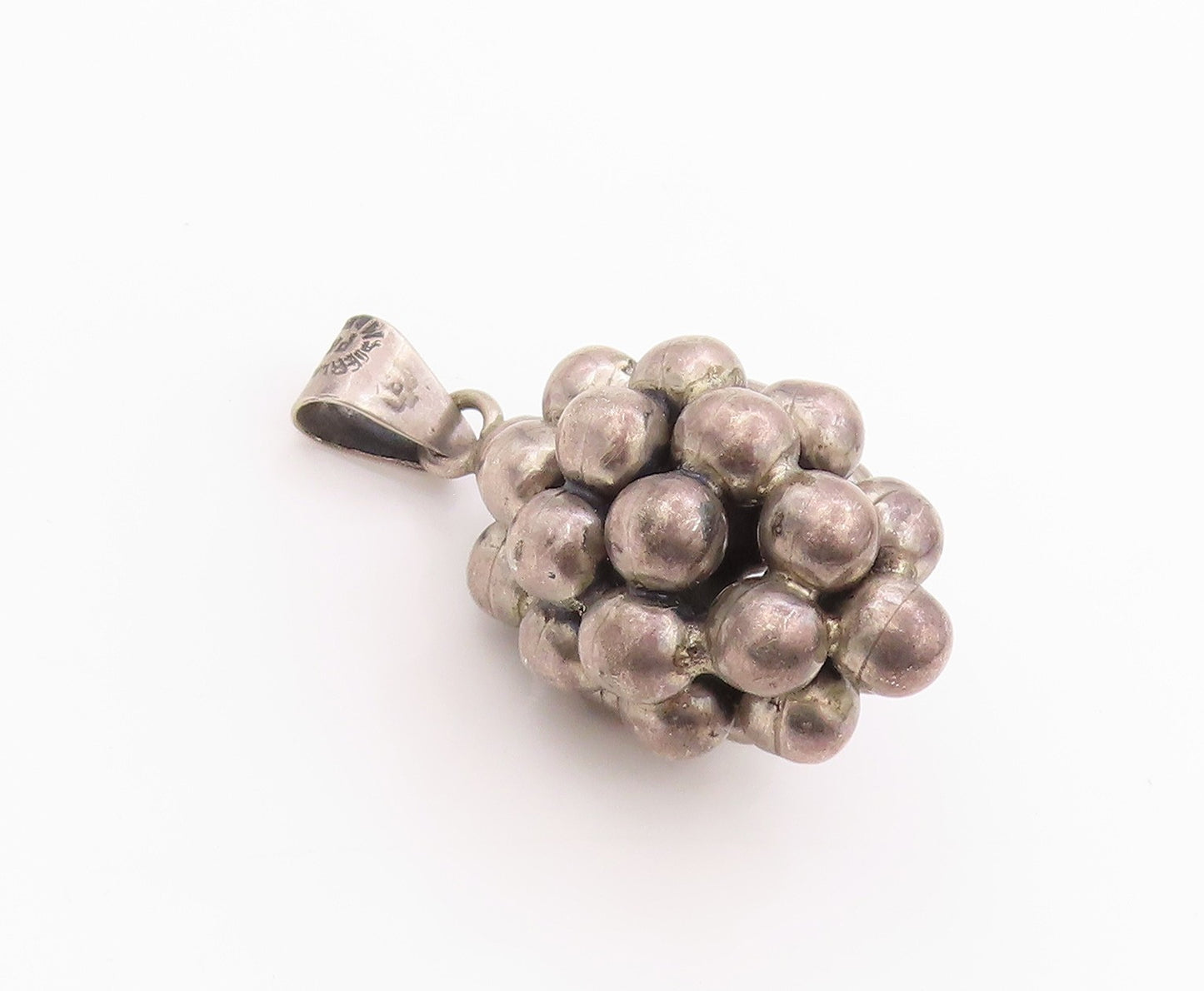 925 Sterling Silver Vintage Pendant MEXICO Antique Sphere Bead Cluster  PT24343