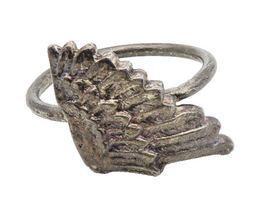 925 Sterling Silver  Vintage Antique Dark Tone Wing Band Ring Sz 8  RG9922