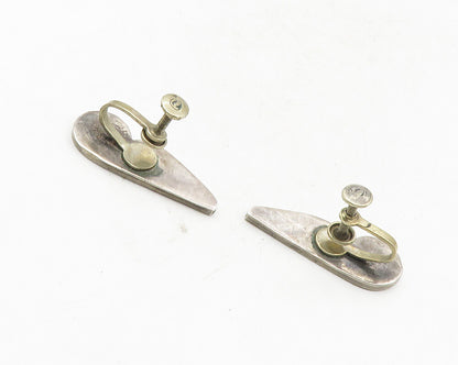 MEXICO 925 Sterling Silver  Vintage Crushed Jasper Non Pierce Earrings  EG5132
