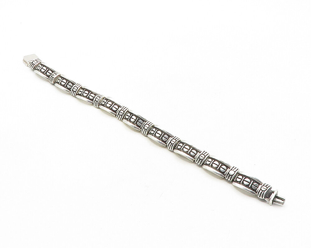 925 Sterling Silver  Vintage Shiny Screws Hinge Link Chain Bracelet  BT4485