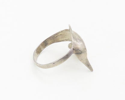 925 Sterling Silver  Vintage Shiny Swordfish Motif Band Ring Sz 8.5  RG17894