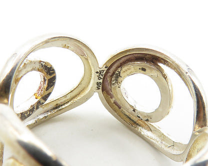 925 Sterling Silver  Vintage Shiny Open Oval Design Band Ring Sz 7.5  RG17744
