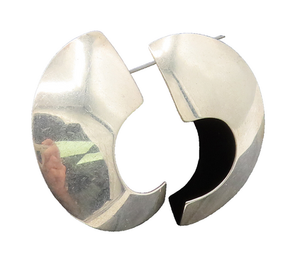 MARCELL 925 Sterling Silver Vintage Fashionable C Curved Dome Earrings EG12391