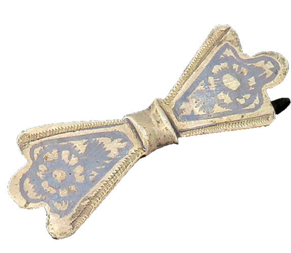 925 Sterling Silver Vintage Brooch Pin EAST EUROPE Antique Floral Bow  BP12535