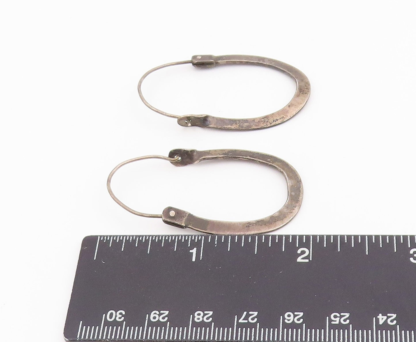 925 Sterling Silver Vintage Earrings Minimalist Classic Flat Oval Hoops  EG14081