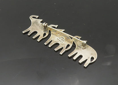 MEXICO 925 Silver  Vintage Triple Elephant Silhouette Brooch Pin  BP8250