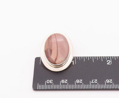925 Sterling Silver Earrings MEXICO Minimalist Large Oval Brown Jasper  EG12845