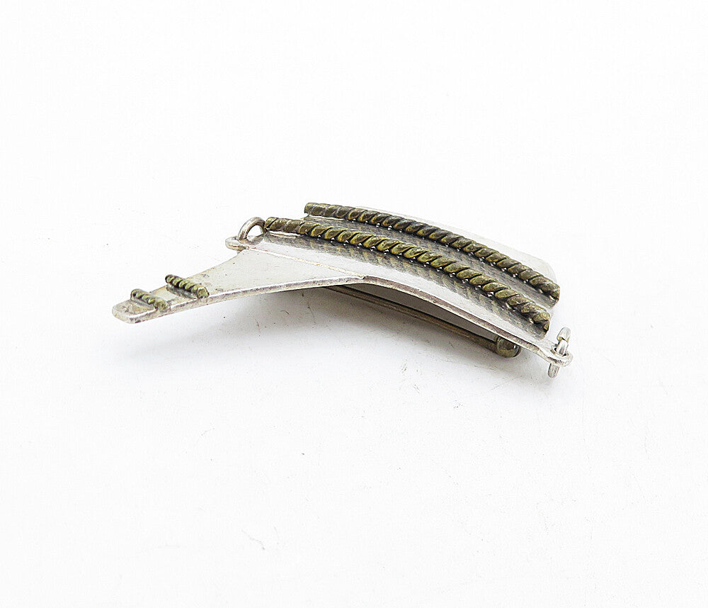 MEXICO 925 Sterling Silver  Vintage 2 Tone Bottle in Bucket Brooch Pin  BP1959